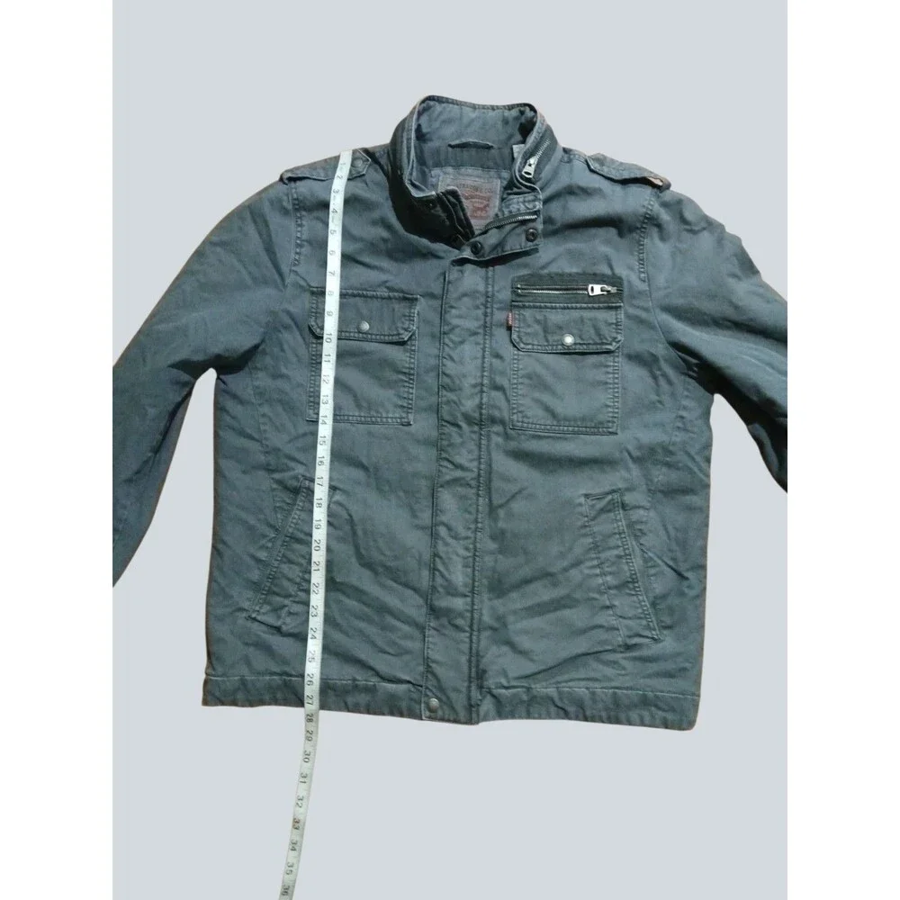 Levi's Men's Washed Cotton Two Pocket Military Canvas Jacket Gray Size L